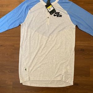 Nike Men's Baseball 3/4 Sleeve Baby Blue T‑Shirt CT1977-051 Size Small
